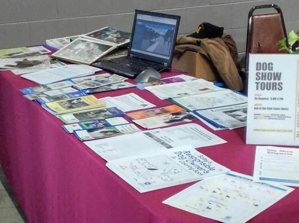 table with brochures